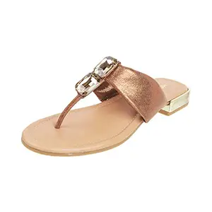 Mochi Women Antique Gold Synthetic Sandals 5-UK (38 EU) (32-1113)