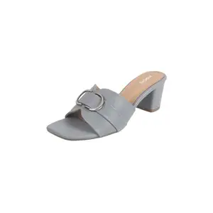 Mochi Women Grey Block Heel Fashion Slip-on Sandal UK/8 EU/41 (40-310)