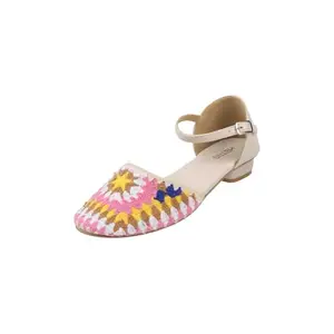 Metro Women Beige Embroidered Fashionable D'Orsay Shoes UK/7 EU/40 (31-331)