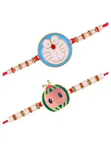 Vivastri Latest Exclusive Gold Plated Alloy Rakhi Set for Brother,Bhai,Bhaiya Pack of 2 Rakhi [VIVA1152-1253RKG]