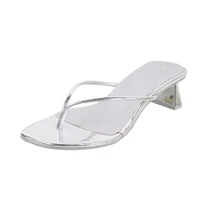 Mochi Womens Synthetic Silver Slippers (Size (7 UK (40 EU))