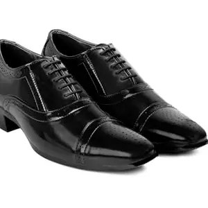 BXXY Men's 2" Height Increasing Synthetic Patent Material Black Formal Brogue, Oxford Shoes with Pu Sole.- 7 UK