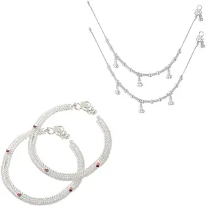 Lila Jewellery Traditional Jewellery For All Occassions Anklets Payal Pair for Women/Girls Alloy Anklet - Bzr_Combo Payal-104 & 116-(1-Pair Each)