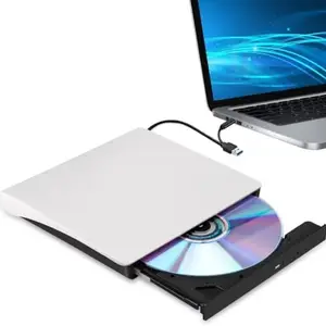 MICROWARE External CD DVD Drive USB 3.0 & USB-C Portable CD Burner DVD Player ROM+/-RW Disc Reader Writer with Carrying Case for Apple Mac Mack-Book Pro/Air, Windows 11/10 Laptop PC, White