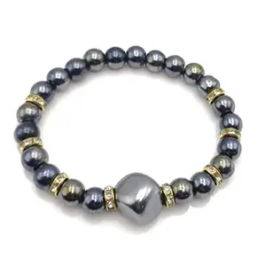 JAZ? Handmade Mother of Pearl Freeform 14mm Natural Beads Healing Bracelet for Unisex