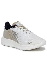 ABROS Platinum-On Running Sports Shoes Breathable Upper Mesh with Eva Sole Memory Foam Insole Casual Walking & Gym Shoes for Mens (White/Cream 9)