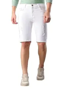 The Indian Garage Co Men Slim Fit Placement Print Mid-Rise Denim Shorts