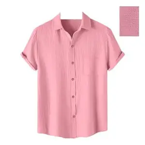 Pinkmint Men's Polycotton Regular Fit Casual Shirt | Stylish | Printed | Solid | Short Sleeve | Trendy (Available in Plus Size)