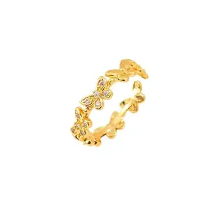 Driara ring 073 Butterfly Design Gold Plated AD Adjustable Ring