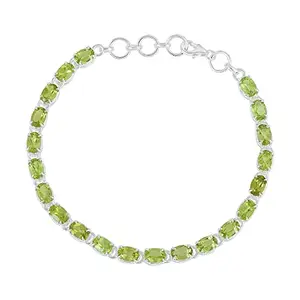 Ravishing Impressions Peridot Natural Gemstone 925 Sterling Silver Adjustable Tennis Bracelets Stackable Trendy Gift for Her With Lobster 7 Inches