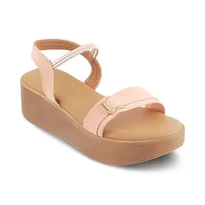 tresmode Caen Pink and Comfortable Women's Platform Wedge Sandals - Vegan-Friendly, 2-inch Heel || Size (EU-36/UK-3/US-5)