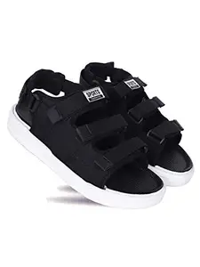 AADI Men's Black Textile Outdoor Casual Sandal