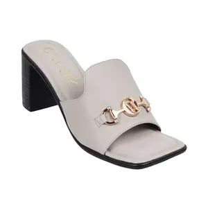 Catwalk Women Stylised Open Back Chunky Heels | For Women & Girls (GREY,5 UK)