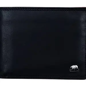 BROWN BEAR Wallets for Man, Wallet for Men Stylish Pure Nappa Leather Branded, Certified RFID Slim Purse for Gents with Eight Card Pockets (Black)