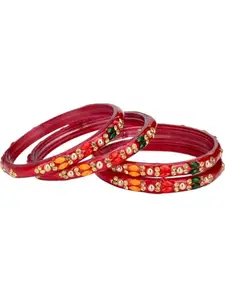 1st Time Stylish Glass Bangles/Kada- Perfect For Wedding, Functions, Party And Regular,Pack Of 4, Multicolor