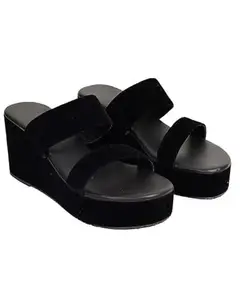 UUNDA Fashion Women Wedges Sandal Retro Style Platform Heels Sandal For Women Black