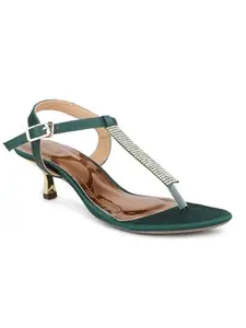 Inc.5 Women Green Embellished Kitten Heels