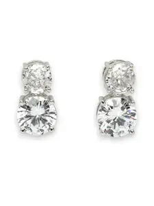 ADIVA Silver-Plated American Diamond-Studded Western Drop Earrings Set for Women & Girls