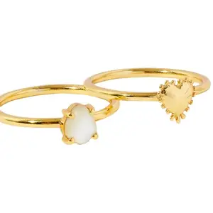 Accessorize London Real Gold Plated Z Set of Two Grecian Heart Rings For Women