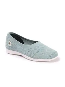 Carlton London Women Sky Blue Comfortable Lightweight Knitted Mesh Slip on Comfortable Casual Flat Ballerina Shoes (41)
