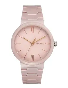 Tommy Hilfiger Quartz Analog Pink Dial Ceramic Strap Watch for Women-NETH1781957