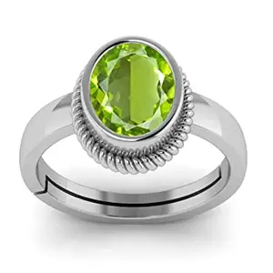 LMDLACHAMA 6.00 Ratti/6.25 Carat Certified Natural Peridot/Green Gemstone Silver Adjustable Ring for Men and Women's