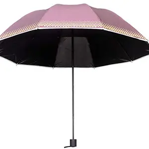 CHATTRI WALA : Plain Metallic Color 3 Folding Manual Open, Dome Shape Sun/Rain Office Umbrella for Women & Girls, Pack of 1 Umbrella