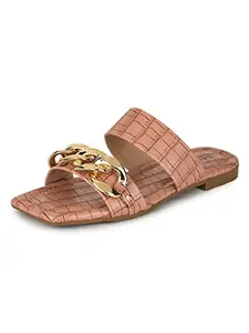 Retro Walk Fashion Sandal for Girls and Women | Party and Casual Wear Sandals |(Peach)