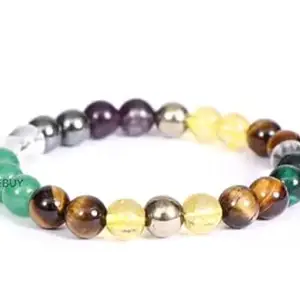 REBUY Money Magnet 8 Type Of Multi Stone Bracelet For Both Men & Women Hand | Natural Crystal Healing Bracelet Help To Attract Wealth prosperity and success | 8mm Bead size