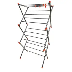 Bluevista Zig-Zag 4Ft 3 Tier Stainless Steel Cloth Dryer Stand, 3 fold Balcony Cloth Drying Stand Foldable | Easy to use