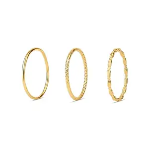Accessorize London Women 14k Gold-Plated Delicate Rings Set of 3