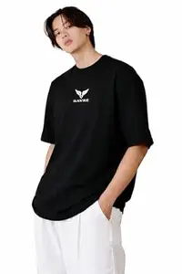 SAVRE Oversized Black Graphic T-Shirt for Men | Built Different Back Print | Premium Cotton Streetwear | Relaxed Fit Casual Tee