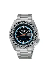 Seiko Stainless Steel Men 5 Sports Analogue Watch 'Checker Flag' Special Edition-Srpk67K1, Multi-Color Dial, Bandcolor-Silver
