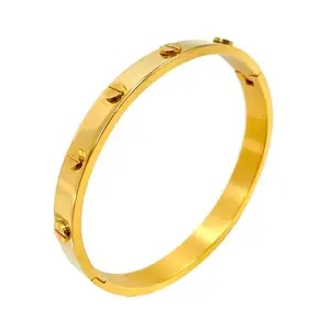 ZIVOM Gold Plated Stainless Steel Screw Kada Bracelet For Men