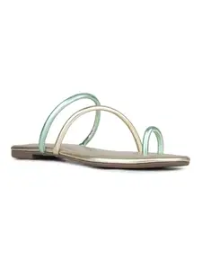 Inc.5 Womens Golden Solid One Toe Casual Flat Sandals