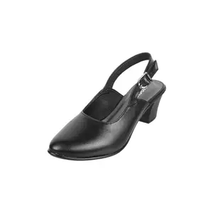 Mochi Women Black Synthetic Leather Block Heel Backstrap Sandal UK/7 EU/40 (31-51)