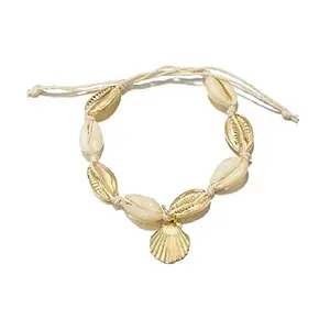 OOMPH Jewellery Gold & White Sea Shell Bohemian Beach Fashion Anklet(Single Piece) for Women & Girls (AFJ5)