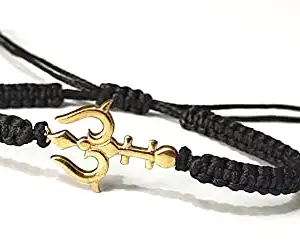 SAFFRON SHADES Elegant Black Thread Nazariya Trishul Bracelet for Men | Protection from Negativity and Evil Eyes