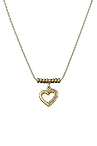 Accessories Large Open Heart Light Weight Pendant Stainless Steel Chain Necklace Golden for Women and Girls