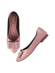 Shoetopia Oversized Bow Detailed Peach Belly for Women & Girls-EU38