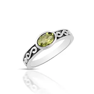 Mahal Jewels 925 Sterling Silver Peridot Stylish Ring | Ring for Women and Girls (Sz-18)