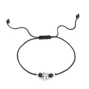 DHRUVS COLLECTION 925 Silver Black Thread Adjustable Anklet With Butterfly Charms For Women & Girls - Single Piece
