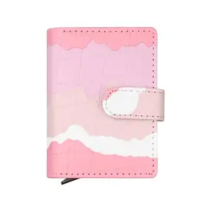 The Wallet Store Luxe Pop RFID Pop‑Up Vegan Leather Cardholder | Pop-up Mechanism | Scan Proof Wallets for Women | Aluminium Case | Up to 8 Cards | Credit & Debit Holder (Pink)