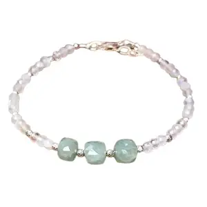 RRJEWELZ Rainbow Moonstone & Aquamarine bracelet for men & women - 3-8mm Box & Rondelle Faceted beads - 7 Inch with Silver plated clasp – Healing, Fashion, Gift, Spiritual, Yoga|LCBR_RR_08444