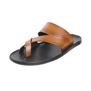 Metro Mens Leather Tan Slippers (Size (9 UK (43 EU))