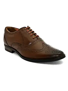 FASHION VICTIM 9005 Men's Brown Leather Formal Shoes - 9 UK