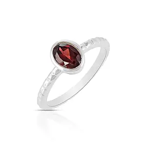 MAHAL JEWELS Natural Garnet Handmade 925 Sterling Silver Solitaire Ring Jewelry For Women & Girls