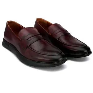 San Frissco Genuine Leather Formal Very Lightweight Shoes Anti - Skid eva Outsole Cushioned Footbed/Comfortable Fashionable Stylish Flexible for Men/Size : 6 (Cherry)
