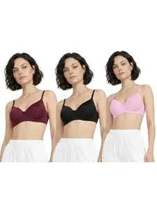 GRECIILOOKS Padded Bra for Women Full Coverage | Smooth T Shirt Bra for Woman | Everyday Comfortable Bras with Adjustable Strap | Bra for Women Combo Essential Wear