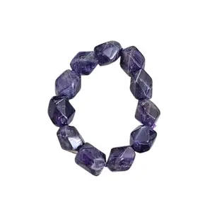 Enchanting Krystals Soulwise Amethyst cut stone tumble bracelet for good relationship, happiness, peace & business success, healing Crystal for Peace, Chakra Healing, and balancing.
